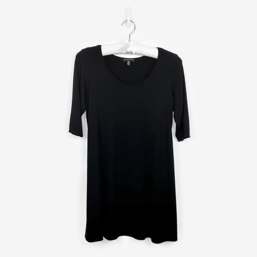 Eileen Fisher Tunic Dress Size M Black Easy Fit Minimalist Normcore Quiet Luxury